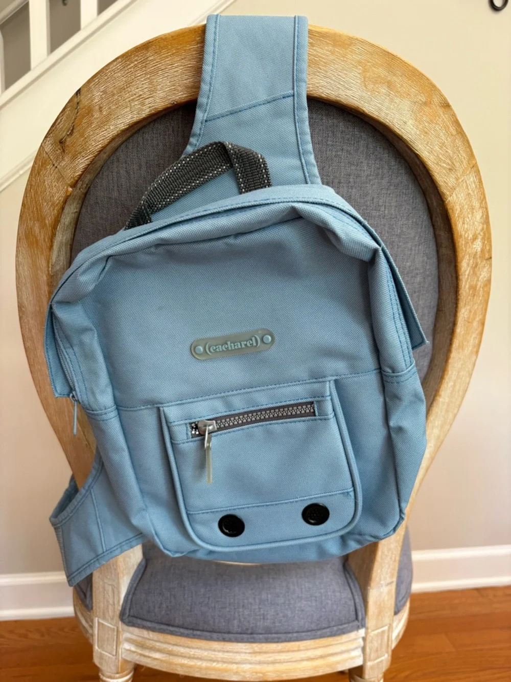 Vintage Cacharel Baby Blue Sling Bag Y2K Techwear Gorpcore Crossbody Utility - Picture 7 of 8